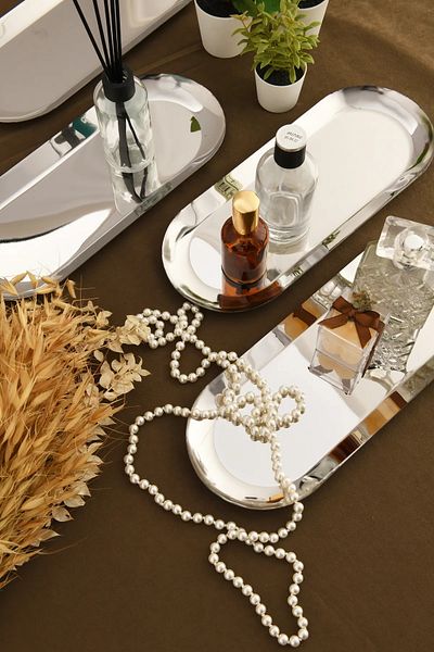 AHİR TİCARET Barel Stainless Oval Presentation Tray Set of 6