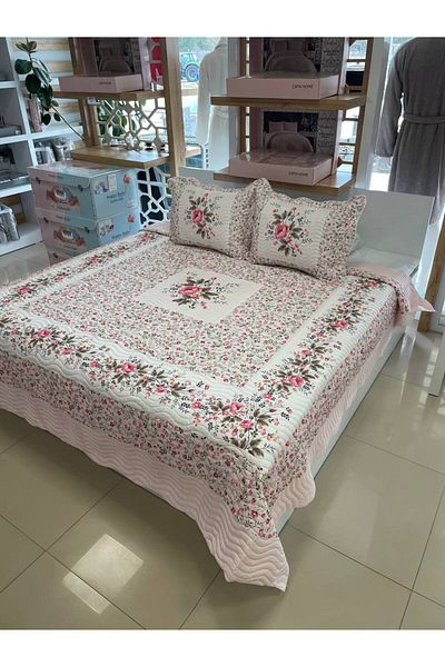 Sudemhome King Size Double Dowry Bedspread and Pillowcase Set Mia 250*260 cm