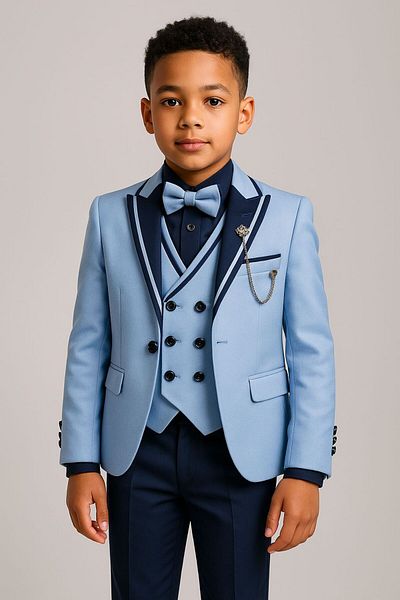 SIRRI Boy Suit – Shawl Collar, Chain, Bow Tie - 6 Pieces (1-14 Years)