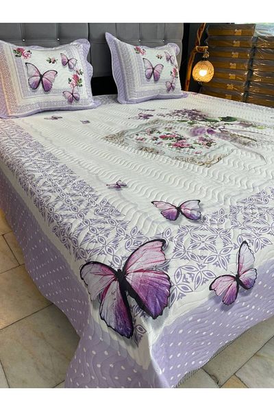 Sudemhome King Size Double Dowry Bedspread and Pillowcase Set Pearl 250*260 cm