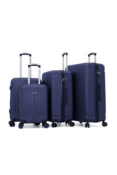 Giordano Hardside Luggage- 4-Piece Set with TSA Lock,Navy,