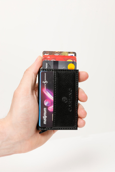 Fjellor حامل بطاقات الائتمان الذكية باللون الأسود للرجال بسعة 10 بطاقات مع آل...