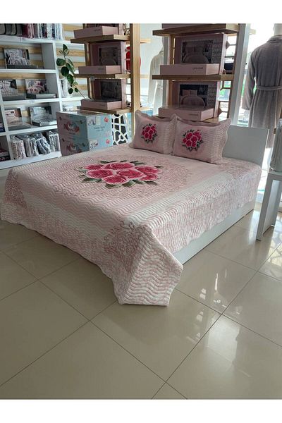 Sudemhome King Size Double Dowry Bedspread and Pillowcase Set Rebeca 250*260 cm