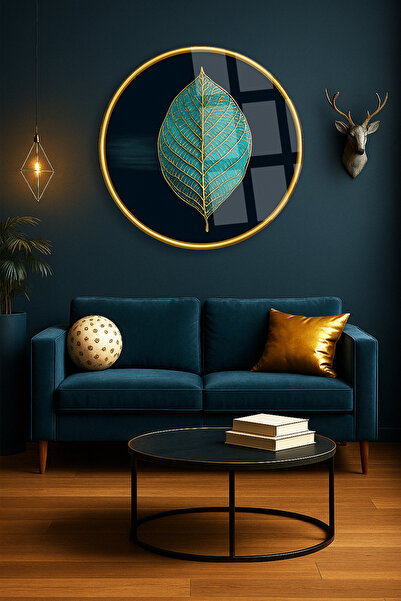 TAULART Okrugli stakleni stožer sa dizajnom tirkiznog lista, neislomivi, mode...