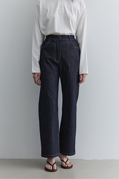 Fahhar Смугасті прямі джинси синього кольору