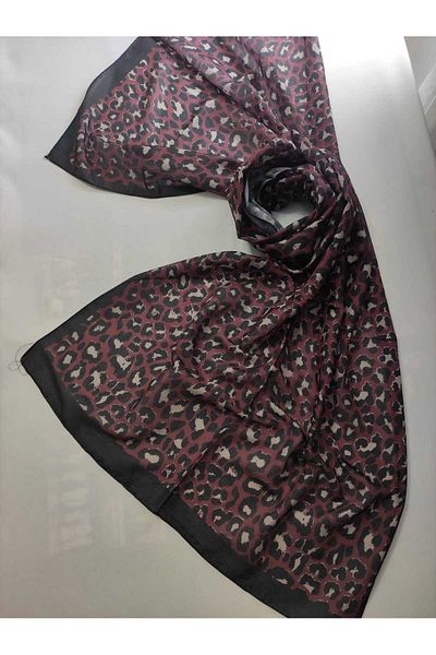 ALTUNTAŞ Women's Cotton Etnic Patterned Leopard Motif Shawl