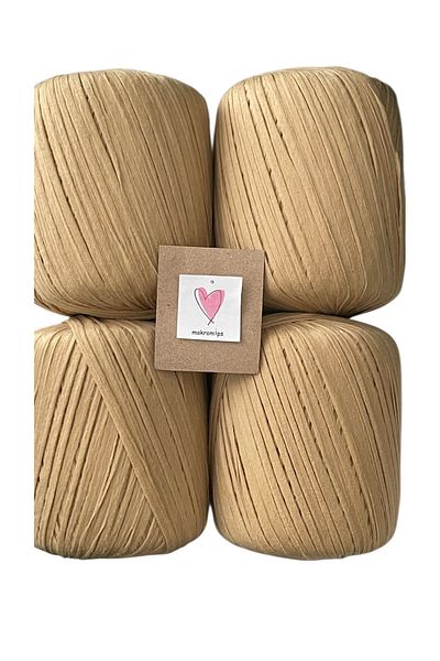 Makromİps Premi̇umsoft Raffia Yarn 50 Gr 65 m (4 Pcs)Soft Natural Marble Raffia Bag Yarn Paper Yarn Hand Knitting Hobby