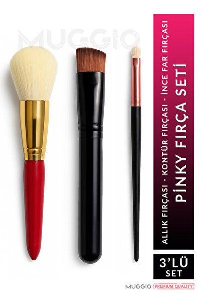 Muggio Набір пензлів для макіяжу преміум-класу Pinky з 3 предметів: рум'яна, ...