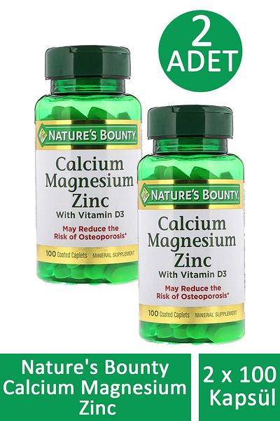 Seddar Collection Nature's Bounty Calcium Magnesium Zinc 100 Tablets 2 Pcs