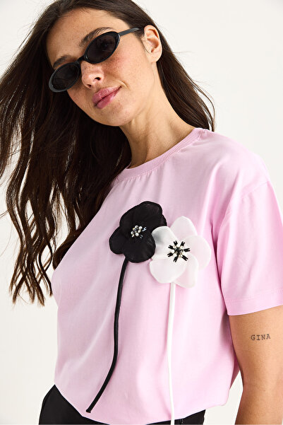 Bianco Lucci Γυναικείο αξεσουάρ κοντομάνικο βαμβακερό μπλουζάκι 60602041