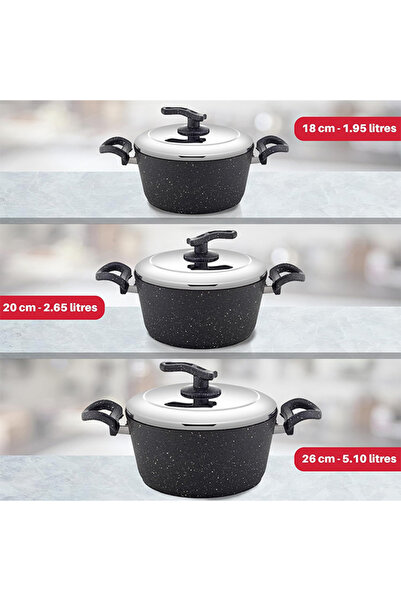 Cady One 13-piece Granite Non-stick Cookware Set Stainless Steel Lid ,made In Turkey 109-4002-03-02