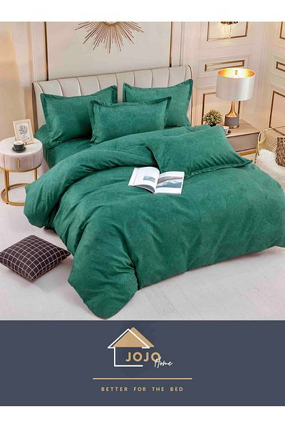 JOJO Elegant Double Bed Linen Set Made of Fine Cotton Composed of 6 Pieces, 230x250cm