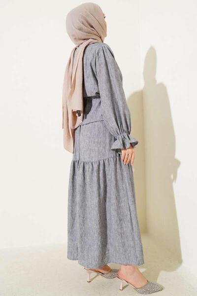 YILMAZBARMAZ Women's Waist Tunnel Ruffle Skirt Double Set