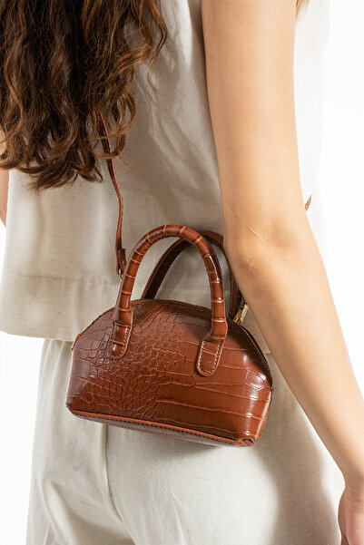 NBİBAGS حقيبة يد وكتف نسائية صغيرة بحزام متقاطع من Dalle Tan U:17 E:12 W:5 سم