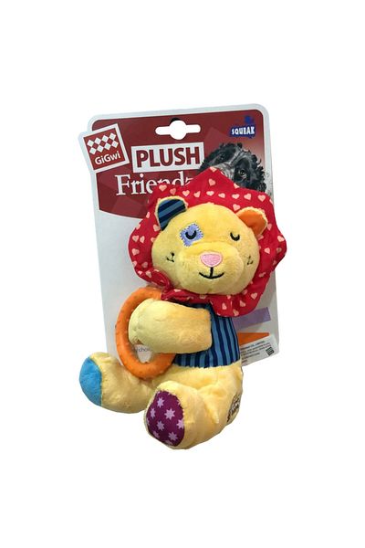 Gigwi 8565 Plush Friendz Sound Lion Plush Chew Ring Dog Toy