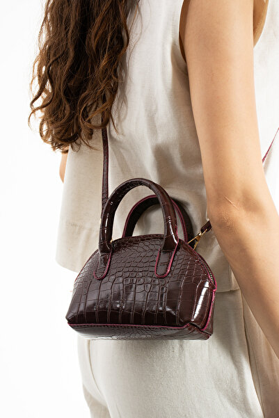 NBİBAGS Kadın Dalle Bordo Mini Çapraz Askılı El ve Omuz Çantası U:17 E:12 G:5 Cm