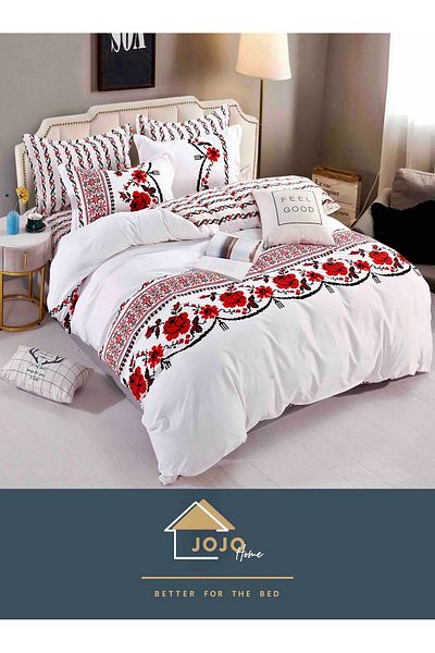 JOJO Elegant Double Bed Linen Set Made of Fine Cotton Composed of 6 Pieces, 230x250cm