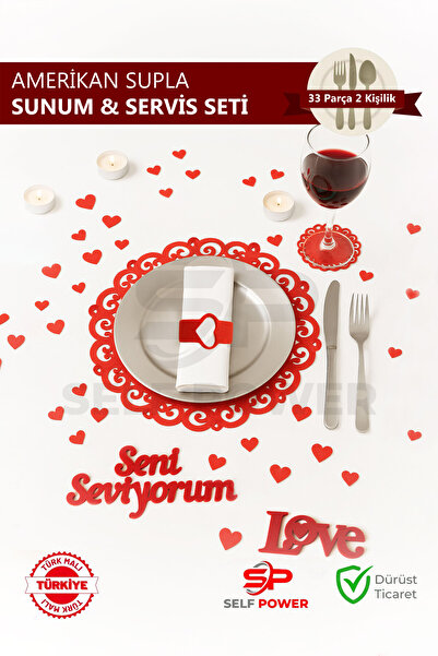 Self Power Romantik Sevgililer Günü&Doğum Günü Tabak Altlığı&Masa Süsleri sup...