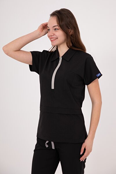 uçak iş giyim Siyah MYRA Premium Likralı Kumaş Alt Üst Doktor Hemşire Forma T...