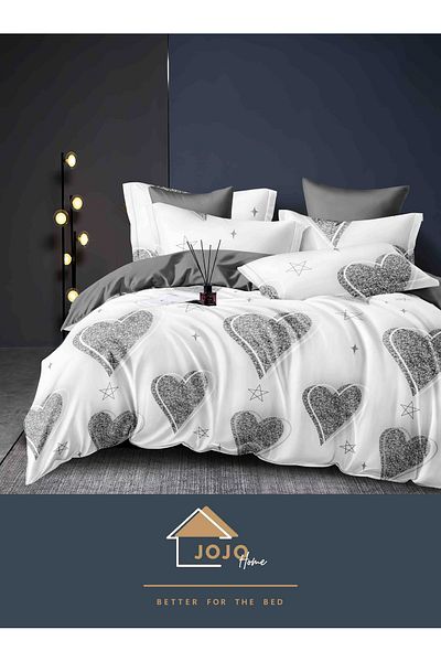 JOJO Elegant 6-piece Linen Set with Elastic in Fine Cotton, Bed Sheet 180x200cm, 2-Person Bed