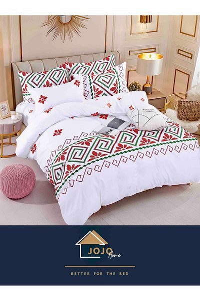 JOJO Elegant Double Bed Linen Set Made of Fine Cotton Composed of 6 Pieces, 230x250cm
