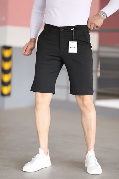 hello7 Ανδρικό μπεζ ελαστικό σορτς από καμβά Chino