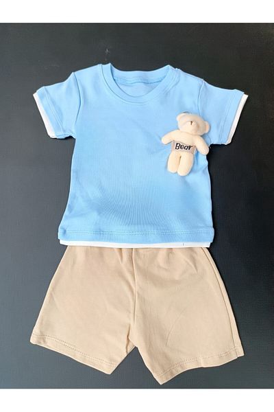 ORLİBABY Teddy Bear Combed Cotton Shorts Set