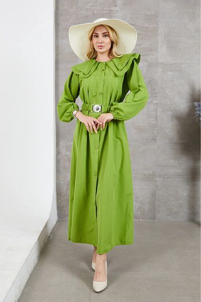 DAS KLEID Belted Dress Oil Green