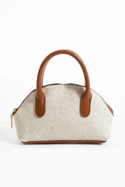 NBİBAGS Women's Dalle Canvas/Tan Mini Cross Strap Hand and Shoulder Bag L:17 W:12 W:5 cm