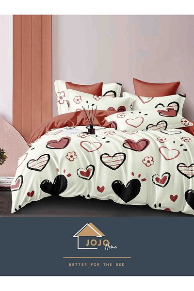 JOJO Elegant 6-piece Linen Set with Elastic in Fine Cotton, Bed Sheet 180x200cm, 2-Person Bed