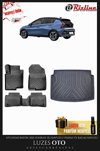 Rizline Hyundai Bayon 2025 Model Uyumlu 3D Havuzlu Paspas ve Bagaj Havuzu