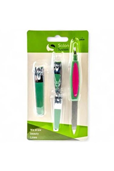 Salon System مجموعة أدوات باديكير، 4 قطع (ألوان عشوائية)