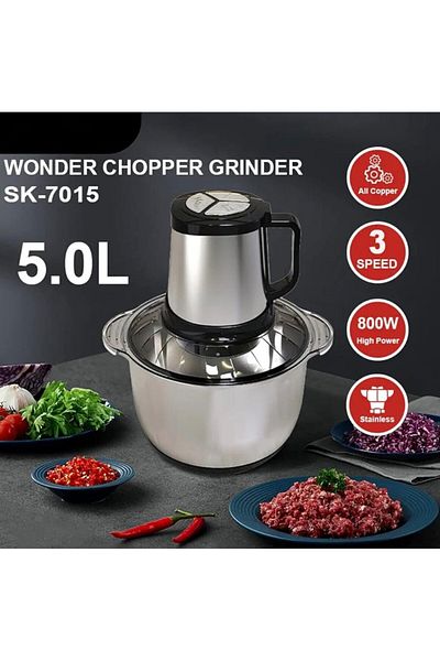 SOKANY 5L Stainless Steel Food Chopper Grinder 800W Electric Meat Blender for Vegetables Nuts Kitchen Use