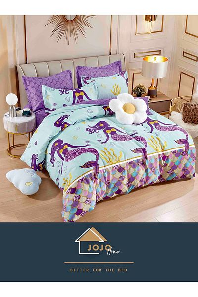 JOJO Elegant 6-piece Linen Set with Elastic in Fine Cotton, Bed Sheet 180x200cm, 2-Person Bed