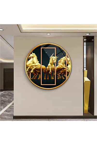 TAULART DIZAJN ZLATNIH KONJA OKRUGLI NELOMIJIV MODERAN STAKLENI STOL POKLON Z...