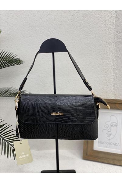 Armine Casual Covered Zippered Modern Shoulder Bag Black