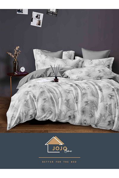 JOJO Elegant 6-piece Linen Set with Elastic in Fine Cotton, Bed Sheet 180x200cm, 2-Person Bed