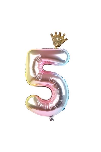 Choice 32inch color5 2pcs 32inch Rainbow Number Foil Balloons with Crown for Kids Boy Girl 1st Birthday Par
