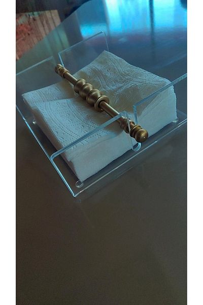 innossa pleksi dekorasyon Transparent Plexi Serving Napkin Holder with Matgold Brass Plated Accessories