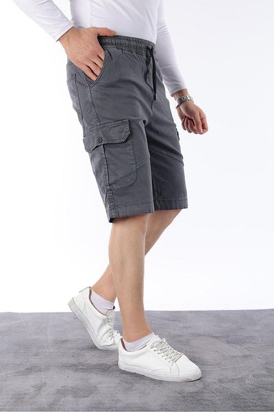 CLASSİCS MEN Ανδρικό σορτς Comfort Fit λινό με ελαστική μέση τσέπη Capri