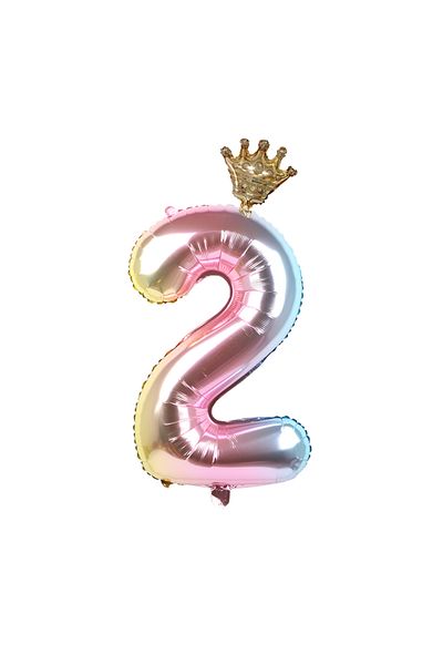 Choice 32inch color2 2pcs 32inch Rainbow Number Foil Balloons with Crown for Kids Boy Girl 1st Birthday Par