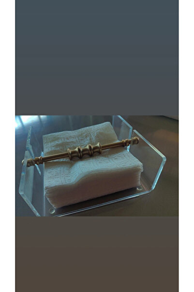 innossa pleksi dekorasyon Transparent Plexi Serving Napkin Holder with Matgold Brass Plated Accessories