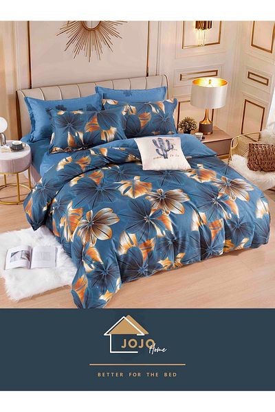 JOJO Elegant 6-piece Linen Set with Elastic in Fine Cotton, Bed Sheet 180x200cm, 2-Person Bed