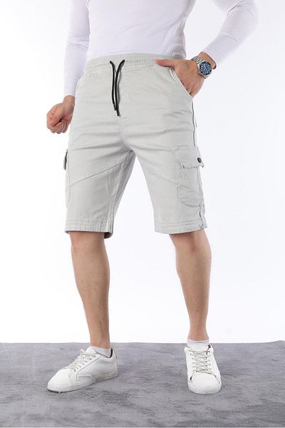 CLASSİCS MEN Ανδρικό σορτς Comfort Fit λινό με ελαστική μέση τσέπη Capri