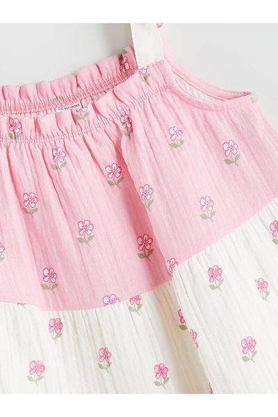 LC Waikiki Lcw Kids Square Collar Floral Girl's Muslin Dress