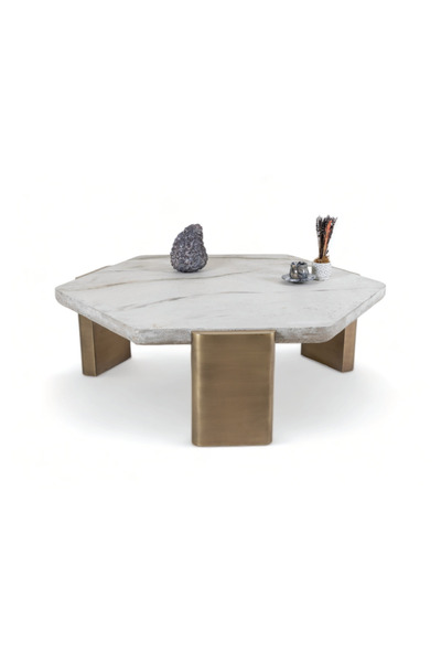 SHADE DESIGN STONE ORTA SEHPA MERMER EFEKTLİ DOĞAL TAŞ GÖRÜNTÜSÜ VE PİRİNÇ ES...