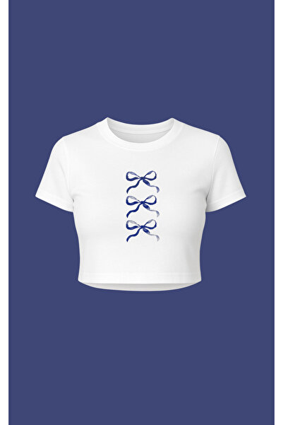 Altair Tr White Ribbon Blue Coquette Printed Pinterest Crop Tshirt T-Shirt