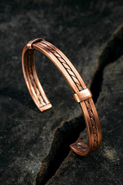 htc gümüş sepeti Kadın Erkek Saf Bakır Bileklik Hasır Model