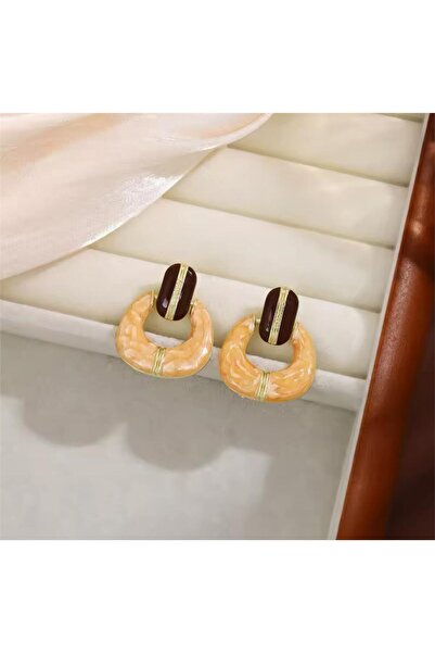 Pelin Aksesuar Taba Kahverengi Vintage Küpe