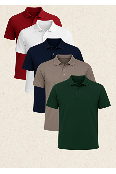 Loule Ανδρικό 100% βαμβακερό 5 τεμάχια πολύχρωμο γιακά πόλο κανονικό μπλουζάκ...